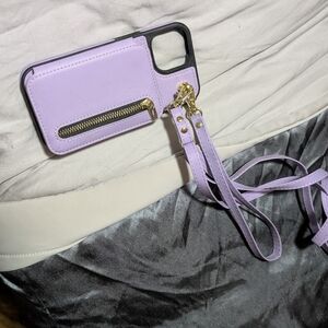 Lavender Phone Case with Strap and Zipper